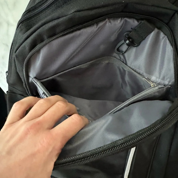 Black Backpack with 3 compartments for stuff NWOT 12x17x4 - Picture 8 of 10